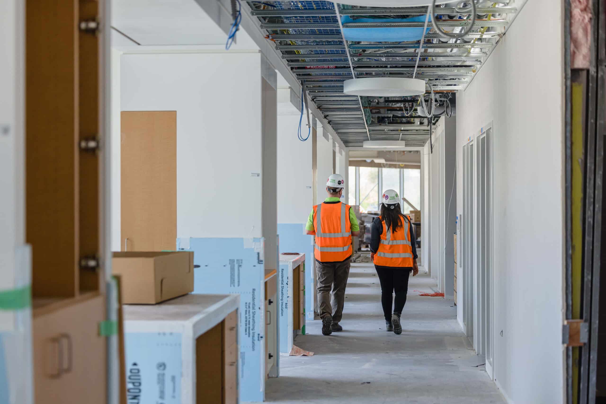 Construction worker in building